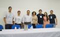 Mesa de honra: aluno Caio , Prof. Paulo Bressan, Prof. Paulo Márcio, Profa. Ana Rute, Prof. Humberto, Profa. Leandra e Prof. Flávio (mestre de cerimônias)