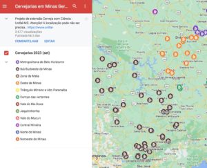 imagem ilustrando o mapa das cervejarias de Minas gerais