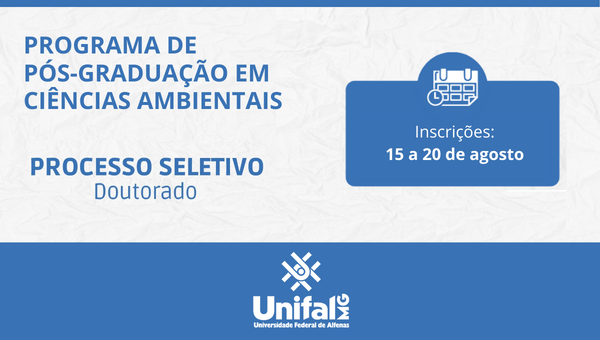 Processo Seletivo 2022.2 – Mestrado e Doutorado - Programa de Pós-Graduação  em Tecnologias Ambientais