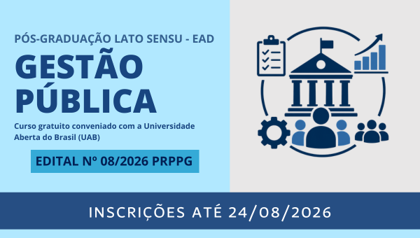 Curso gratuito de pós-graduação lato sensu, a distância, em Gestão Pública